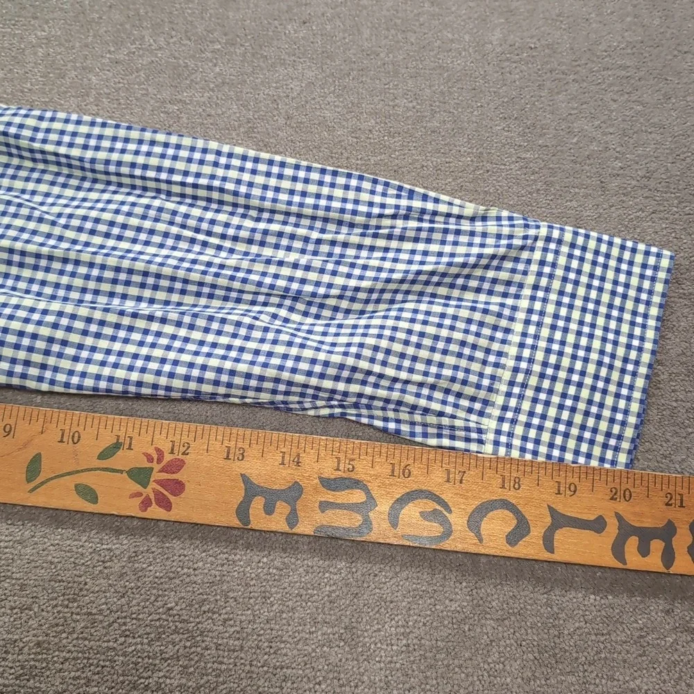 Hugo Boss Shirt Men 41/16 Green Blue Button Up Shaped Fit Long Sleeve‎ Soft